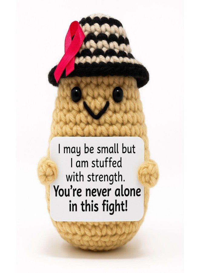 M.O.Q. Cancer Awareness Crochet Doll with Ribbon, Breast Cancer, Chemo, Inspirational Stocking Stuffer Gift for Women Her Mom Friend Coworker Positive Get Well Soon Handmade - Image 1